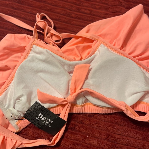 Peach Ruffle Halter Bikini Top - Picture 4 of 5